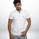Polo with Slogan – White