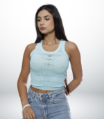 knitted top with slogan