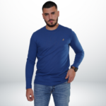 Round Neck Cotton Sweater – Blue