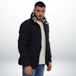 Puffer Jacket with Fur – Black