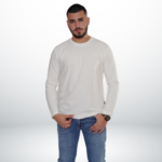 Round Neck Cotton Sweater – White
