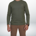 Round Neck Cotton Sweater – Olive