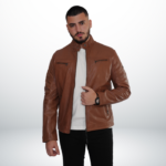 Leather Fitted Jacket – Camel