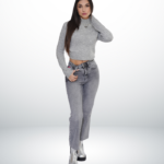 Straight Fitted Cropped Leg Jeans – Grey