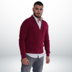 Cardigan with Front Zip – Red