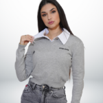V-Neck Knitted Sweater with Slogan