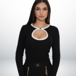Fitted Pull with White Stripes – Black